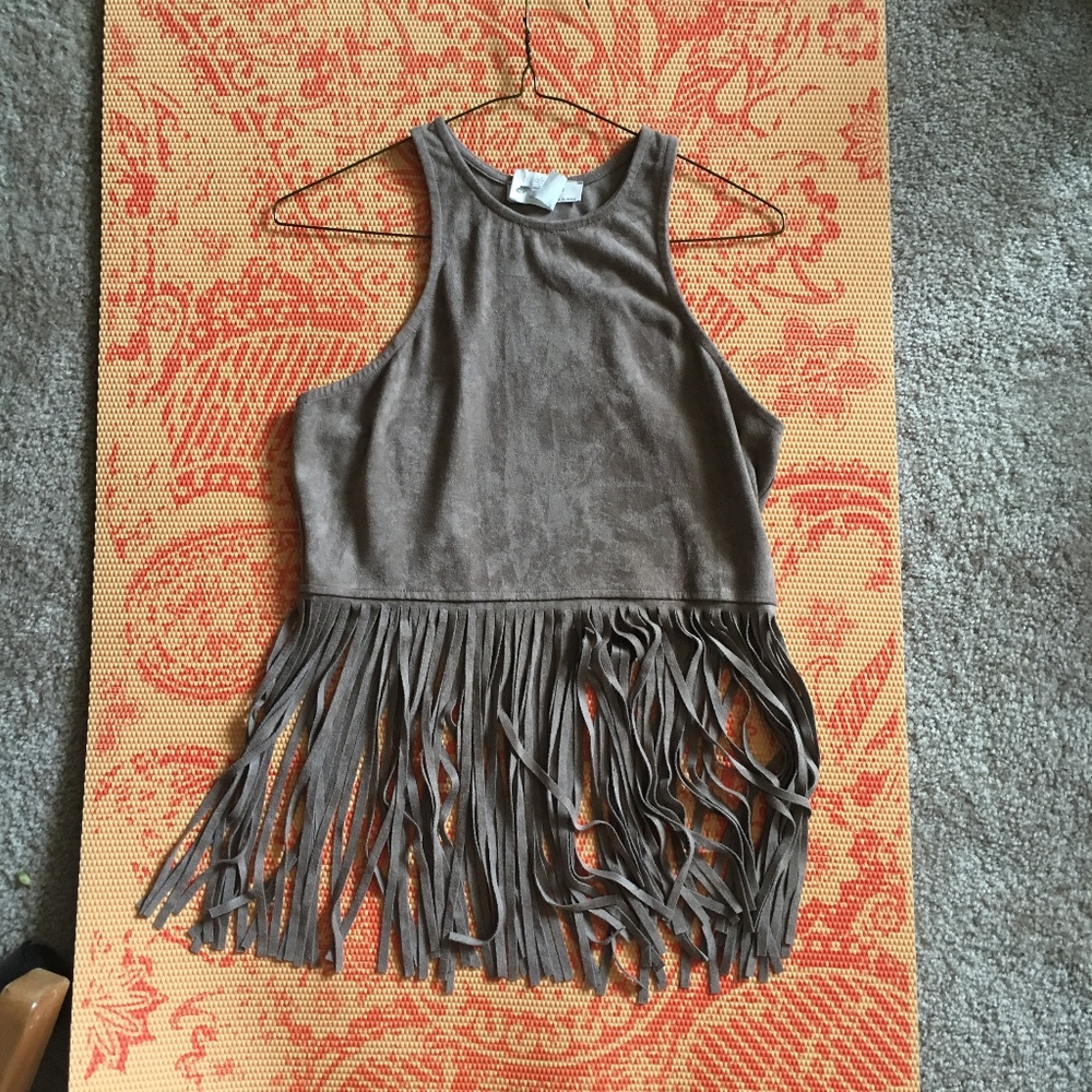 Suede Fringe crop top